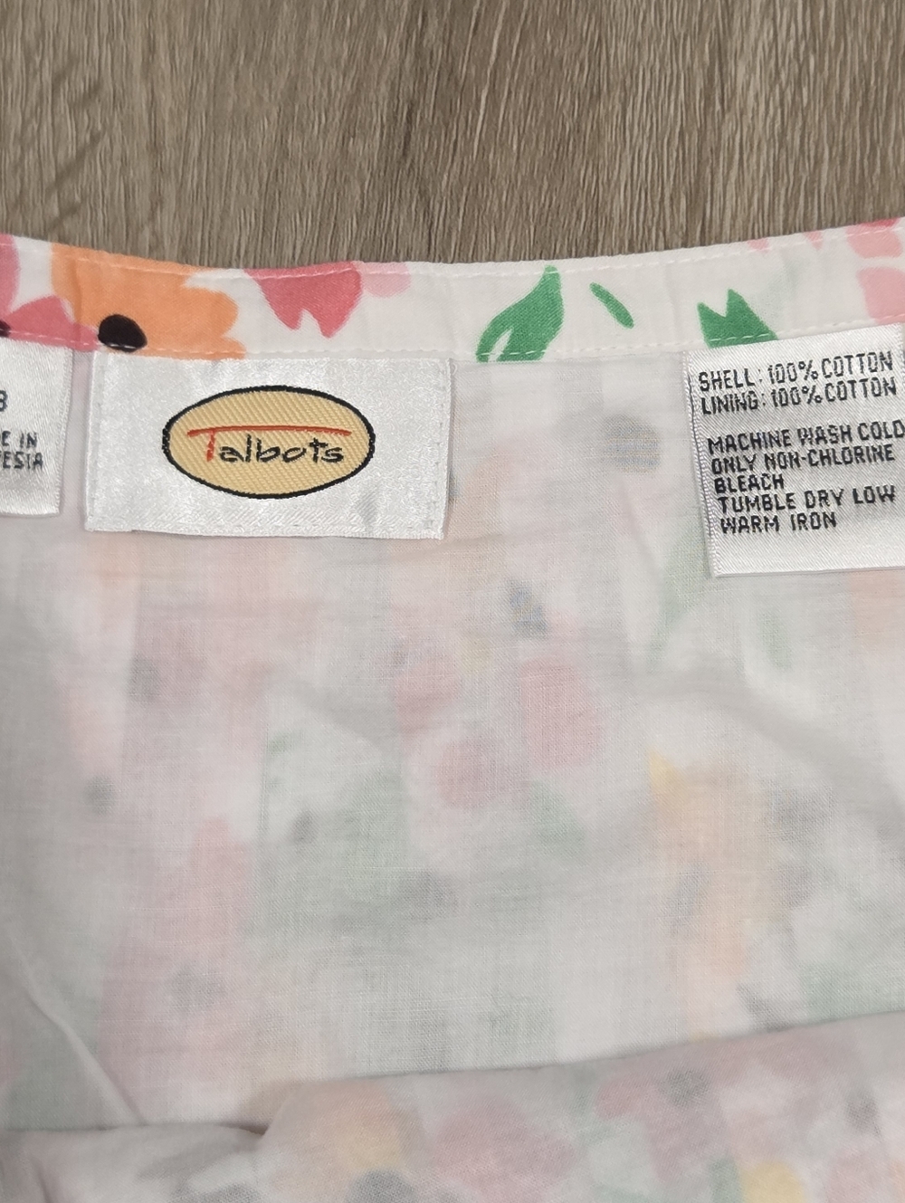 Vintage Talbots Floral Skirt 8 Pink Green Cotton Knee Length Y2K Summer - Picture 3 of 4